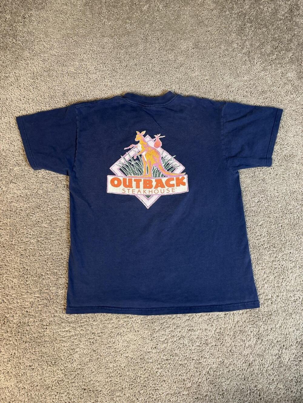 Vintage Outback Steakhouse Shirt Mens Large Kangaroo Logo Employee Uniform